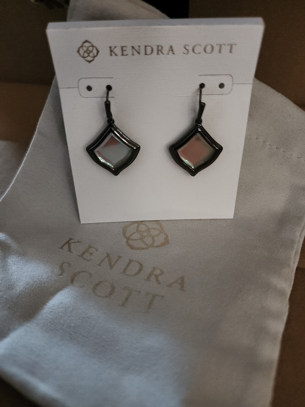 Kendra Scott Iridescent Drop Earrings - Gunmetal Frame